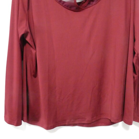 SHEIN - Curve | 2XL | Burgundy Mesh & Open Front & Back Long Sleeve Shirt - Picture 7 of 14